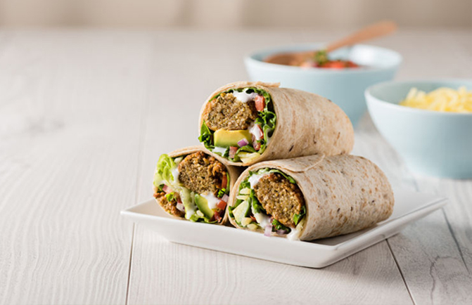 Falafel wraps with avocado and Savory Tofu Spread